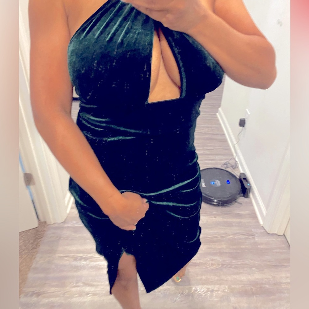 Green halter bodycon dress